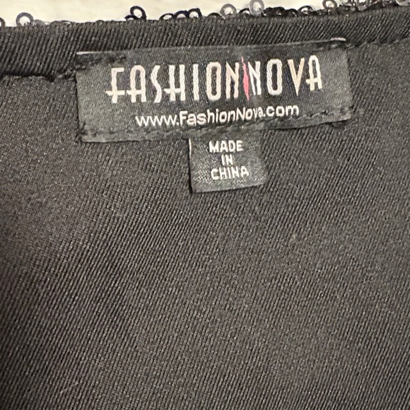 Fashion Nova Black Long Sequin One-Shoulder Dress Large - Picture 8 of 9